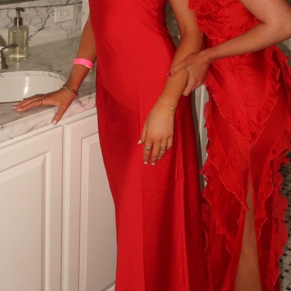 Red JCrew Long Strapless Dress - Picture 3 of 4